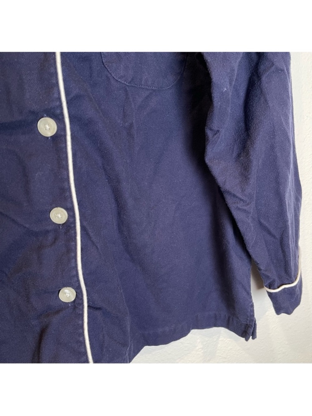 L.L. Bean Solid Flannel Pajama PJ Set Size XLP Navy Petite Warm Cozy Loungewear - Picture 6 of 12